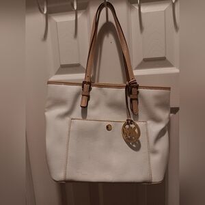 Michael Kors White Patent Leather Logo Jetsetter Shoulder Bag